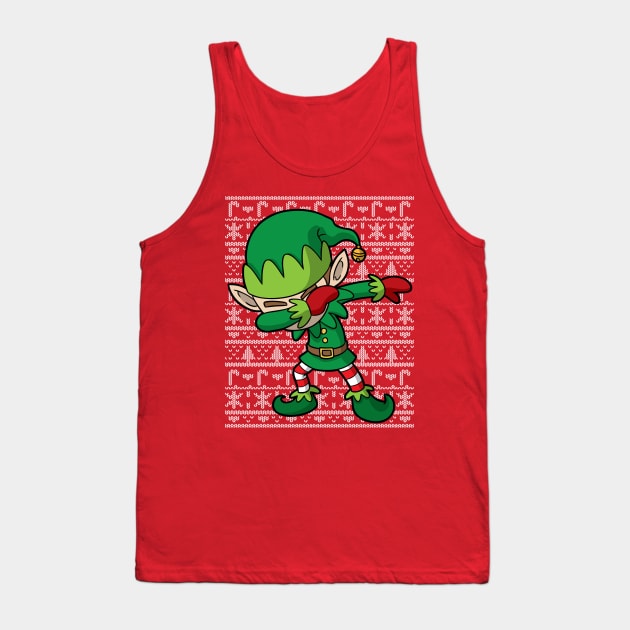 Dabbing Elf Ugly Christmas Sweater Tank Top by E